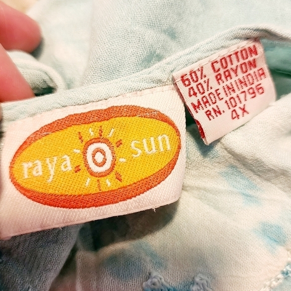 Raya Sun Blue White Tie Dye Embroidered Sleeveless Dress Toddler 4T Hawaiian EUC - Picture 5 of 7